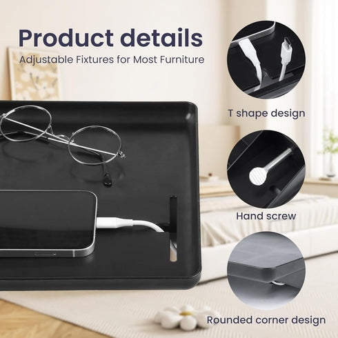 WELTOKE Bedside Shelf for Dorm Bed,Clip on Floating Bedside Table,Bunk Bed Shelf for Top Bunk,Beds Side Table Tray