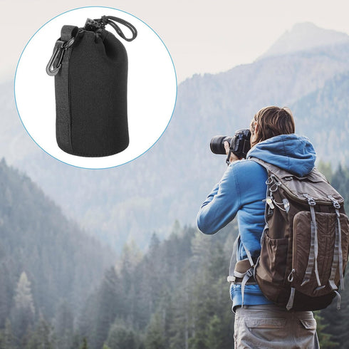 PATIKIL 3 Pcs Camera Lens Bag, 3.9" ID x 7.1" H Drawstring Pouch with Thick Neoprene for DSLR Camera Lens