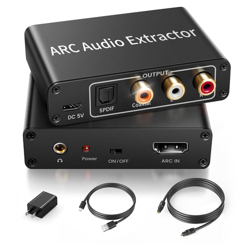 HDMI ARC Audio Extractor 4K@60Hz, 192KHz HDMI ARC Audio Adapter Converter Splitter