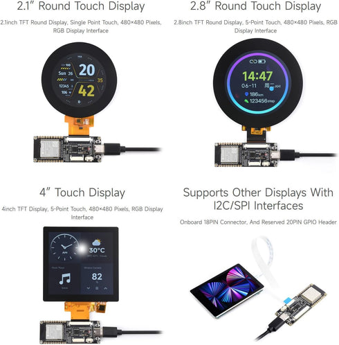 waveshare ESP32-S3 RGB LCD Driver Board, 32-Bit 240MHz Dual-Core Processor, WiFi & Bluetooth Support, 4inch RGB Display