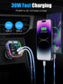 LENCENT Bluetooth 5.3 FM Transmitter, PD 30W & QC3.0 Fast Charger Bluetooth Car Adapter for Hi-Fi Music