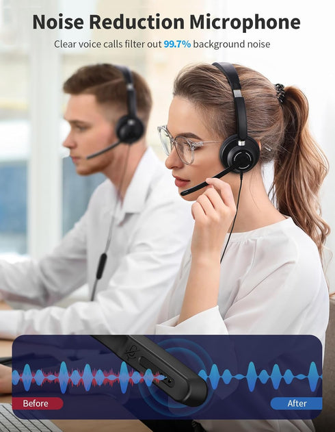 Headset (3.5mm Wired Headphones with Microphone for PC, On-Ear Computer Laptop USB with Noise Cancelling Microphone