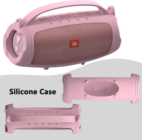 Silicone Cover Case for JBL Charge 4/Charge 5 Portable Bluetooth Speaker, Soft Skin Sleeve Accessories (Pink)
