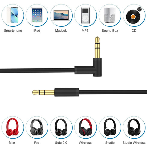 Replacement Coiled Audio Cable for Studio2, 3.5mm to 3.5mm Aux Headphone Cord Compatible with Beats by Dr Dre Solo2