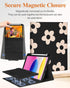 iPad 10th Generation Case with Keyboard, Pencil Holder, 10.9 Inch Folio Cover, Cute Girly Design (Black Flower)