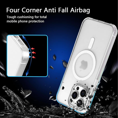 iPhone 14 Magnetic Case, Slim Frosted Clear Cover, MIL-Grade Protection, Scratch-Resistant, Not Yellowing, MagSafe