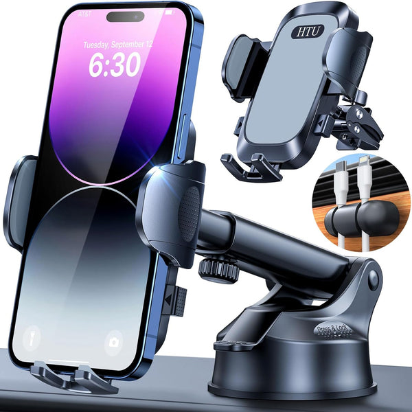 HTU 2024 Ultimate Car Phone Mount, Strongest Suction & Military-Grade Holder for Dashboard Windshield