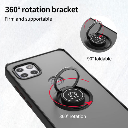 TJS Compatible with Motorola Moto One 5G Ace 2021 Case, Heavy Duty Protector Phone Case with Tempered Glass Screen