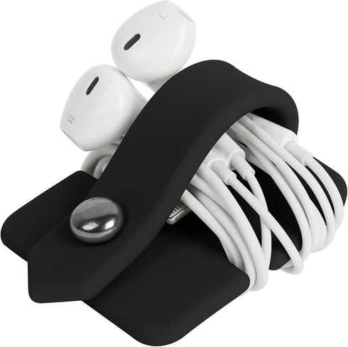 Headphone Case Cord Organizer | Earbuds Holder | Black Earphones Case Wrap Winder