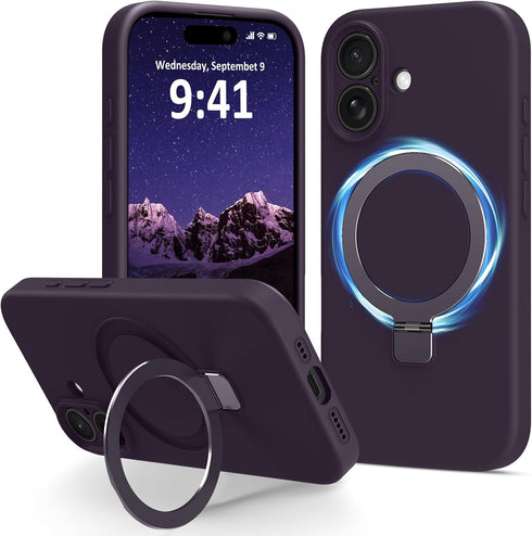 Vanxiliiy Compatible with iPhone 17 Case Stand, Slim Comfortable Liquid Silicone Phone Cases