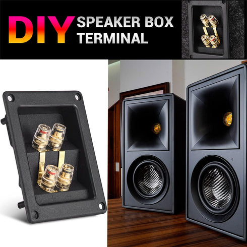 Facmogu 2PCS Rectangle 4-Way Speaker Terminal Box with Gold-Plated Binding Post for DIY Applications & 4PCS Screws