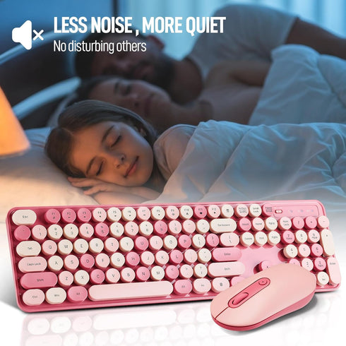 Guiheng Set 2.4G Wireless Keyboard and Mouse Combo, Full Size Compact Quiet Wireless Keyboard and Mouse Ultra-Thin
