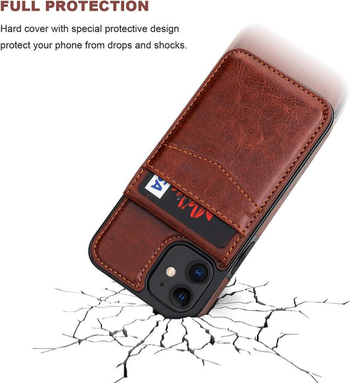 KIHUWEY iPhone 12 Mini Case Wallet, Premium Leather with Credit Card Holder, Magnetic Clasp, Heavy Duty Cover