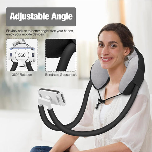 MoKo Neck Phone Holder, Lazy Gooseneck Phone Pillow Holder Bracket, 360° Rotate Phone Tablet Stand for 4"-11" Device,