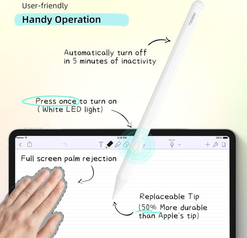 Metapen iPad Pencil A11 for iPad 10th/9th, Air 5/4/3, Bluetooth, Quick Button, Alternative for Apple Pen Pencil 1st/2nd