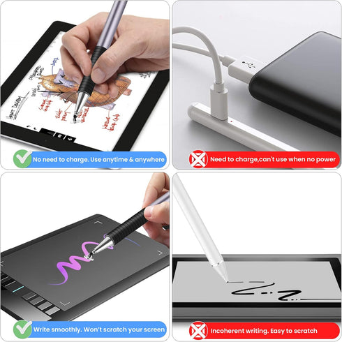 Honiha Stylus Pen for iPad, 3 in 1 Magnetic Pencil with High Sensitivity Disc, Fiber & Rubber Tip - Space Grey