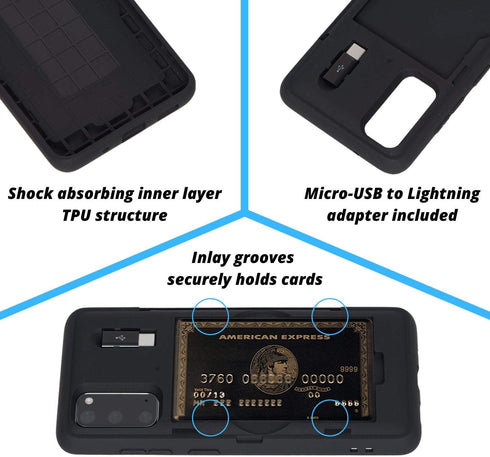 TORU CX PRO Case for Galaxy S20, Slim Protective Cover with Card Holder, Hidden Credit Cards Wallet Flip Slot