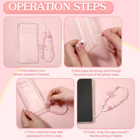 Hpmjz 2 pcs Beaded Camera Wrist Strap Phone Charms Straps Cute Pearl Digital Camera Charm Lanyard Beaded Phone Bracelet