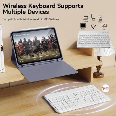 Keyboard Case for iPad Pro 11 Inch 4th/3rd/2nd Gen with Pencil Holder, Detachable Bluetooth Keyboard & Flip Stand,