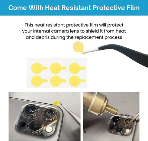 MEEFIX 2pcs/Set 15 Rear Camera Lens Replacement for iPhone Pro Max with Pre-Installed Adhesive & Heat Protective Films