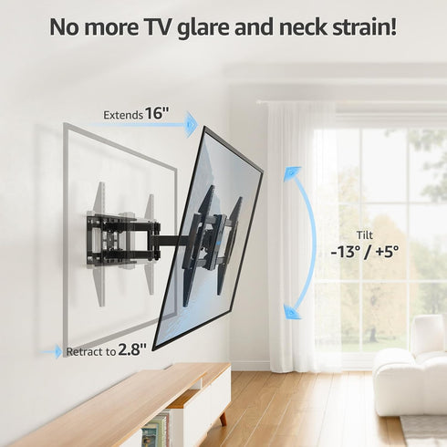 MOUNTUP Full Motion TV Wall Mount for 42-82 inch TVs, Articulating Swivel and Tilt Bracket, Max VESA 600x400mm