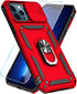 SunStory iPhone 13 Pro Max Case with HD Screen Protector & Slide Camera Cover, Red