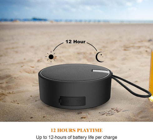 INSMY C12 IPX7 Waterproof Shower Bluetooth Speaker, Portable Small Speaker with Suction Cup, Loud Clear Sound (Black)