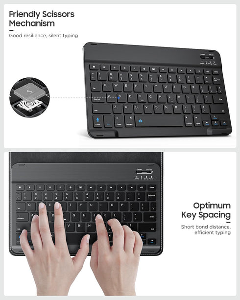 MoKo Universal Tablet Case with Keyboard for 9", 9.7", 10.1", 10.2", 10.4", 10.5", 10.9", 11" Tablets, with Removable