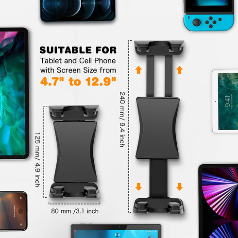 Aluminum Heavy Duty Tablet Mount for Car/Truck, 360 Adjustable 2-Stage Stand Holder for iPad Pro/Air/Mini