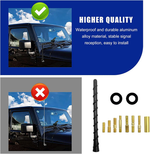 Car Spiral Antenna, 7 Inch Flexible Retrofit Antenna with Screw, Waterproof PVC Replacement for Most Vehicles