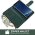 Asuwish Wallet Case for Samsung Galaxy S8 - Dark Green Leather Flip with Tempered Glass & Card Holder Stand.