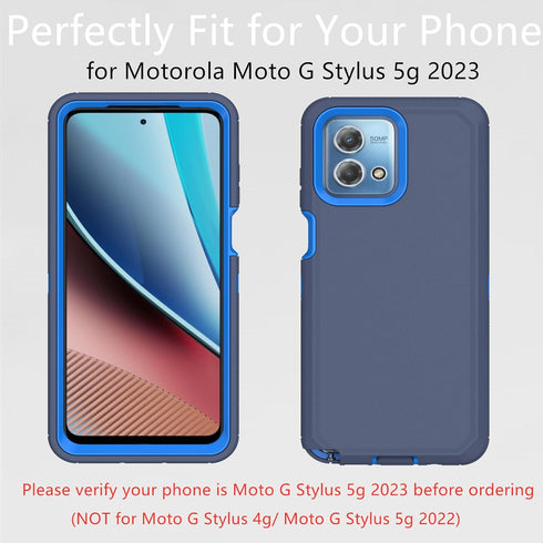 Motorola Moto G Stylus 5G 2023 Case, Heavy Duty Defender Dustproof Shockproof Protection 3 in 1 Rugged Phone Cover