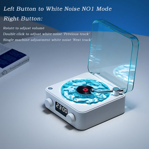 The Waves Vinyl Player, Bluetooth Speaker, 2024 New Portable Vintage Speaker with Adjustable Light and Time