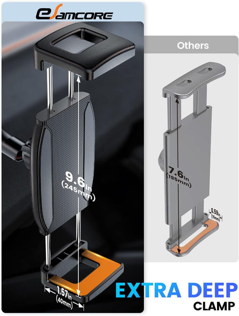 eSamcore 1.57" 360 6"-11" Tablet Holder for car, Extra Deep Clamp for iPad for Car Dashboard Gooseneck iPad Dash Mount
