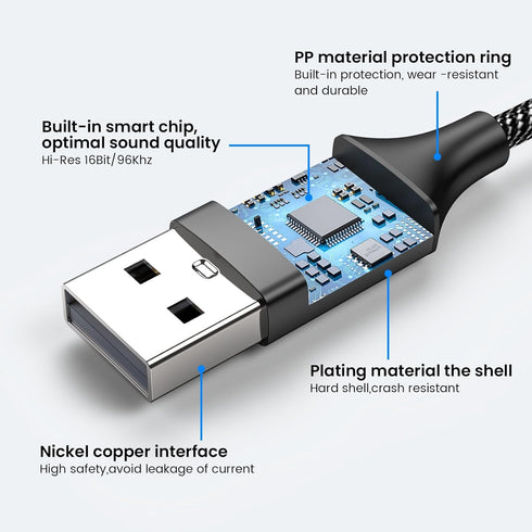 MOSWAG USB to Audio Jack Adapter 0.65Feet, External Sound Card with 3.5mm Aux Stereo Converter for PC Laptop