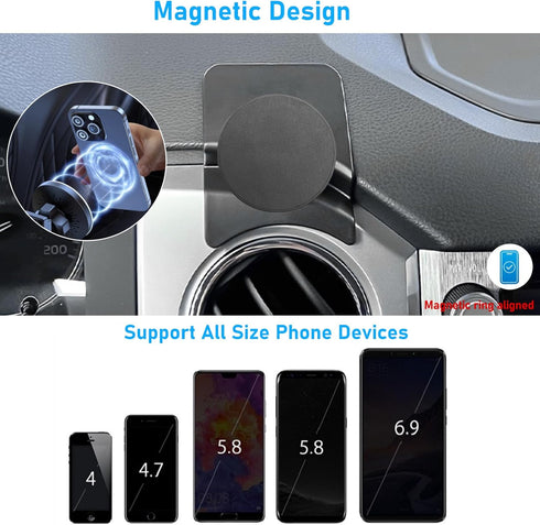 Phone Holder Compatible with Toyota Tundra 2017-2021, 2nd Gen Magnetic Air Vent Mount, 360° Rotation Dashboard Stand