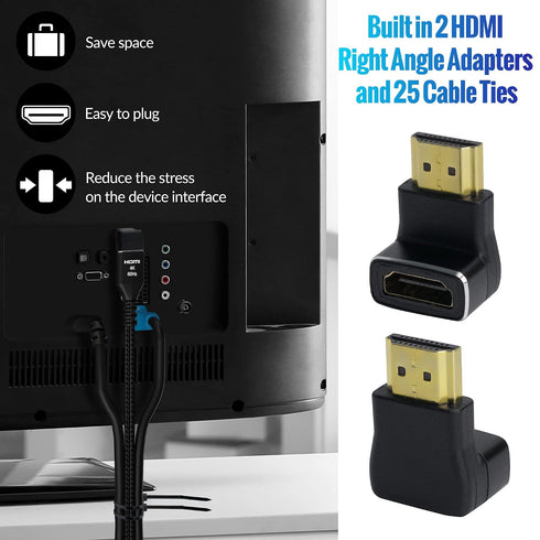 4K 8 (3 Pack), 2.0 4K 60Hz, 2K ,1080P, 2.2, PS5, HDMI Cable Feet Ultra HD HDMI Cable, Nylon Braided & Gold-Plated
