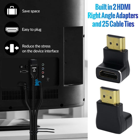4K 4 (3 Pack), 2.0 4K 60Hz, 2K,1080P, 2.2, PS5, HDMI Cable Feet Ultra HD HDMI Cable, Nylon Braided & Gold-Plated