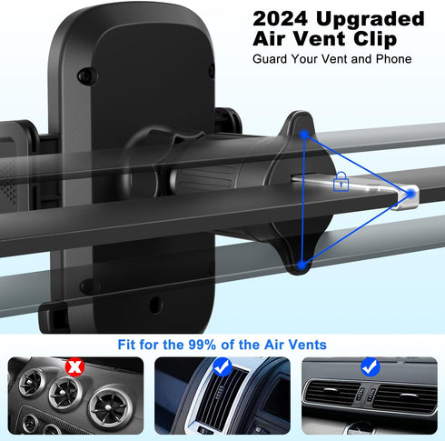 Car Phone Holder with Powerful Suction, 3 in 1 Hands-Free Mount for iPhone and Android Smartphone