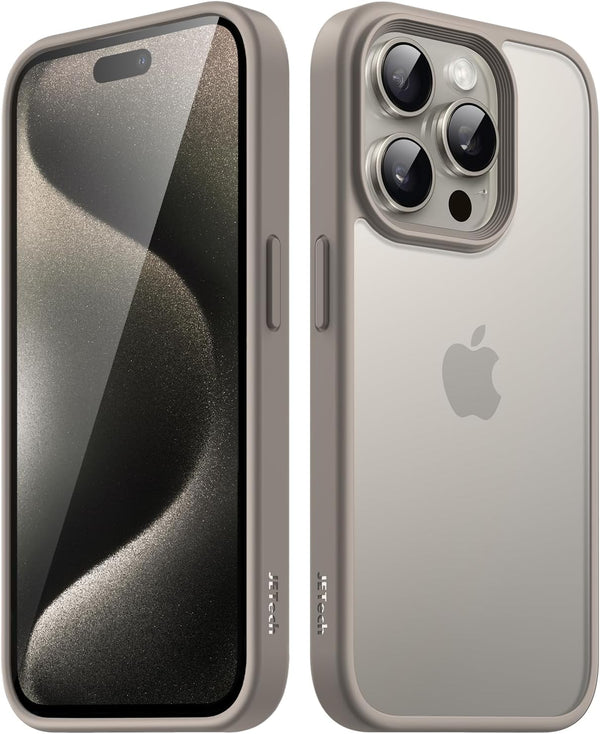 JETech iPhone 15 Pro Case 6.1-Inch, Shockproof Military Grade, Frosted Translucent Back, Anti-Fingerprint (Natural