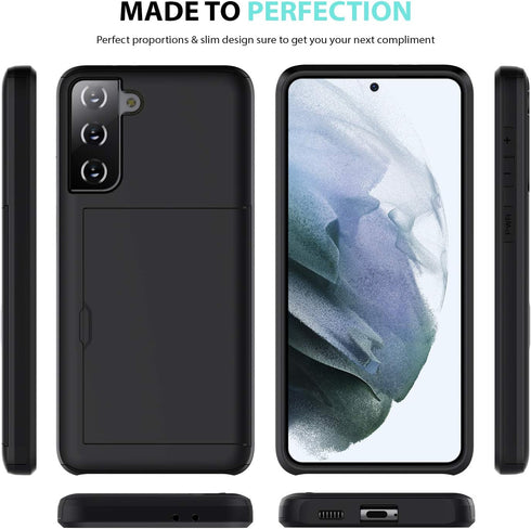 ZUSLAB Wallet Case for Samsung Galaxy S21 5G, Shockproof Anti Scratch Cover with Card Holder and Screen Protector