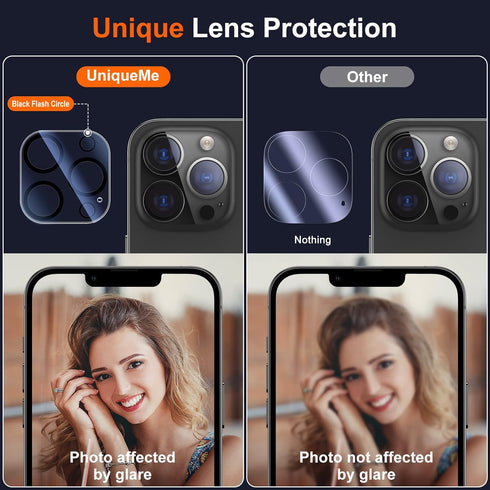 UniqueMe 3 Pack Camera Lens Protector for iPhone 13 Pro/iPhone 13 Pro Max, Tempered Glass, Scratch-Resistant, Clear