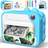 Kids Instant Print Camera, 1080p Ink Free Printing Dinosaur Camera for Ages 3-12, Christmas Birthday Gifts, Blue