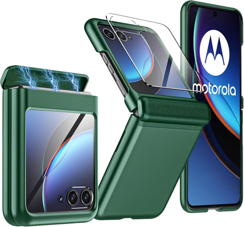 Shop Motorola Razr Plus Case - Ultra Thin Matte PC, Built-in Screen Protector, Magnetic Hinge Protection (Green) 2023.