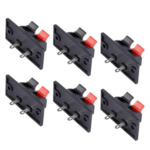 PNGKNYOCN 2 Way Stereo Speaker Terminal, 2 Pin Amplifier Terminal Binding Post Spring Jointing Clamp (6-Pack)