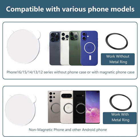 QxbBox 17 16 15 14 13 Magnetic Selfie Mirror for Back Camera, Compatible with Magsafe Case & All Phones, Convex Cell