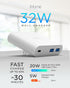 iHome 32W AC Pro Multi Port USB Wall Charger Block - Fast Charging Station with 3 USB Ports