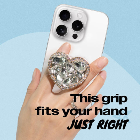On The Grip OnTheGrip Cute Cubic Diamond Heart Shape Design Collapsible Expandible Mobile Phone Grip Stand Holder