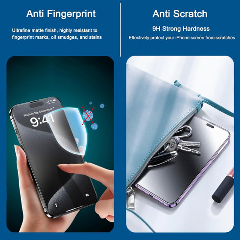 2 Pack Matte Privacy Screen Protector for iPhone 15 Pro Max, Anti-Spy Anti-Glare Tempered Glass Film