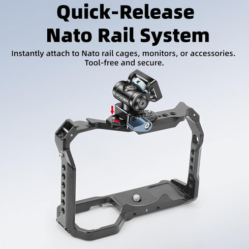 ROZOER 180 360 59g Camera Monitor Mount for NATO Rail | Video Monitor Holder Adjustable Damping | Tilt & Pan Rotation